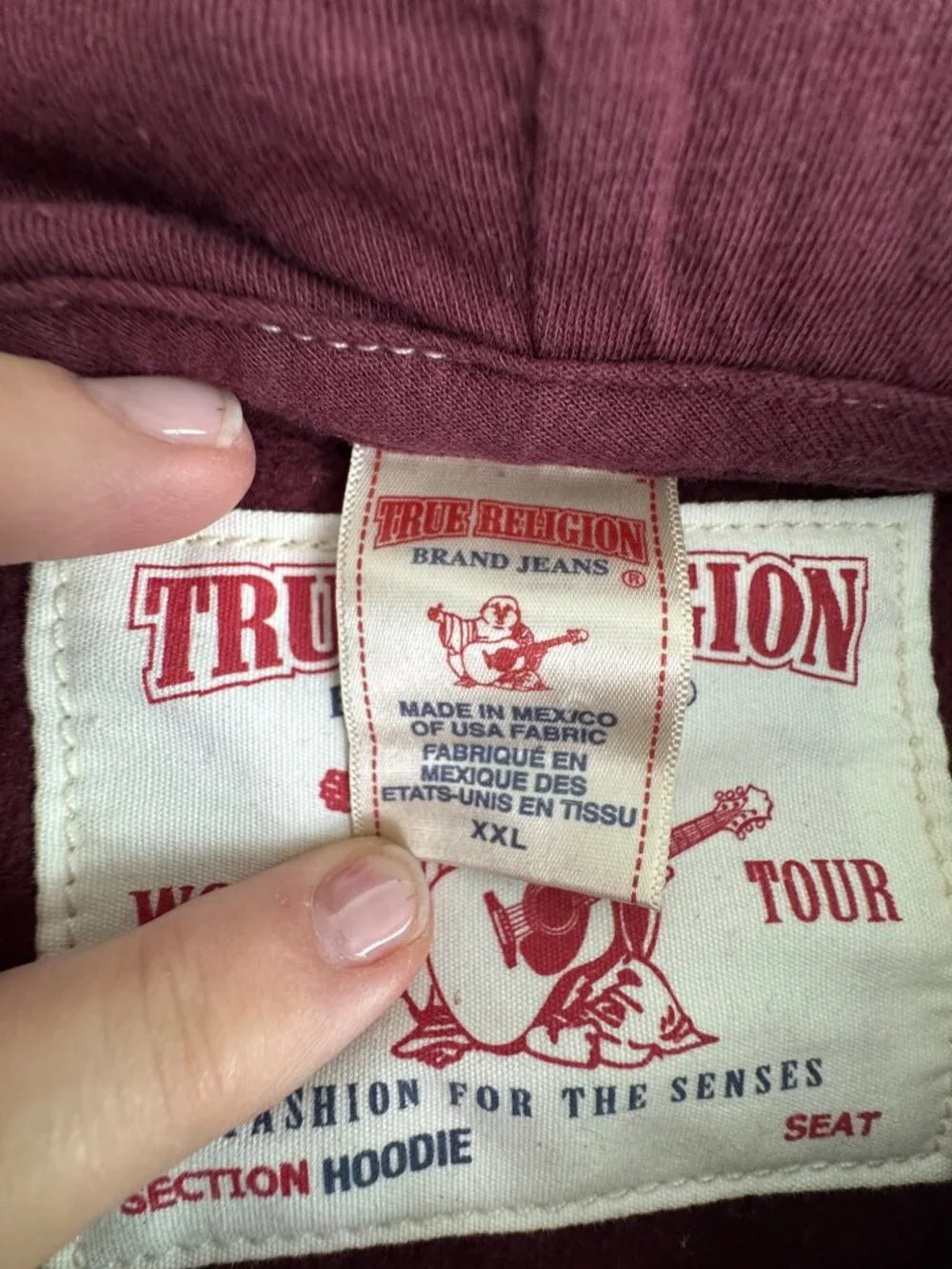 True Religion Maroon Hoodie Jacket Mens XXL Los Angeles 1956 Captains Retro